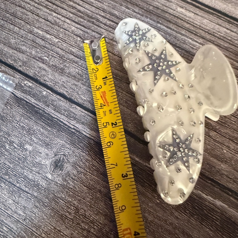 NWOT Free People White with Silver Stars Rhinestones Hair Claw Clip - Picture 6 of 6